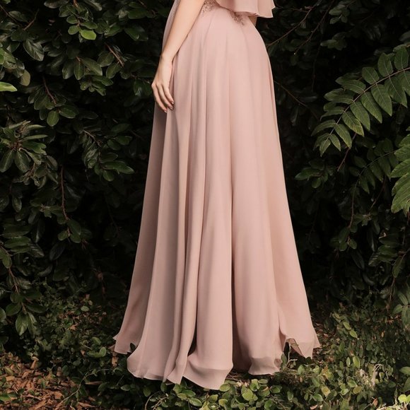 NEW MOCHA MOTHER OF BRDIE WEDDING FROMAL A-LINE CHIFFON GOWN WITH CAPLET 101 - Picture 4 of 6